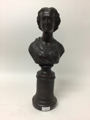 Lot 17 - 20th century bronzed bust after Felix Martin Miller depicting HRH Princess Alexandra, the original cast to celebrate the engagement of The Princess to the Prince of Wales, on fluted column and circ...