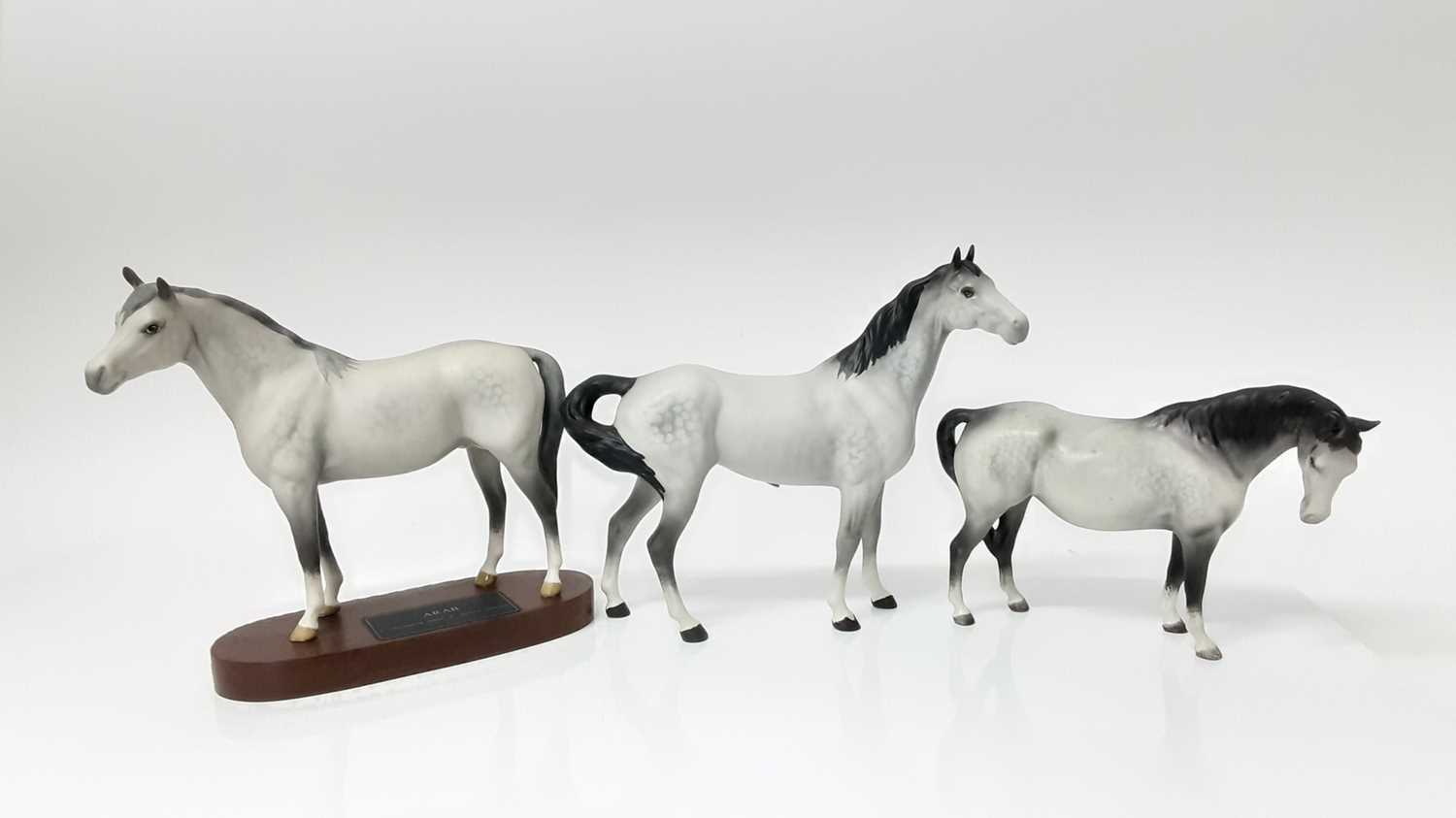 Lot 75 - Beswick Swish Tail Horse, model no. 1182, designed by Arthur Gredington 21.5cm high, together with a Connoisseur model - Arab and one other horse (3)