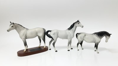 Lot 75 - Beswick Swish Tail Horse, model no. 1182, designed by Arthur Gredington 21.5cm high, together with a Connoisseur model - Arab and one other horse (3)