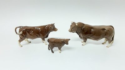 Lot 94 - Beswick BCC Limousin Bull, model no. 2463, designed by Alan Maslankowski, together with a BCC Limousin cow and calf (3)