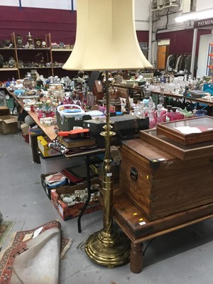 Lot 1012 - Edwardian brass standard lamp with shade