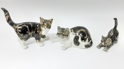 Lot 103 - Four Winstanley cats, largest is 24cm high