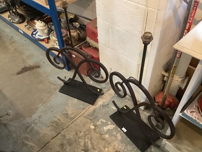Lot 1103 - Pair of wrought iron floor lamps