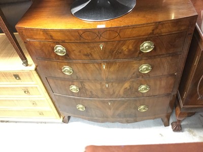 Lot 1019 - Georgian Mahogany bowfront chest of four drawers with brass handles