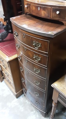 Lot 998 - Mahogany bowfront tallboy chest with six drawers