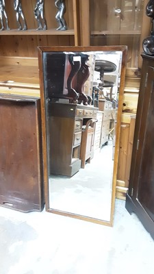 Lot 1135 - Oak framed bevelled wall mirror