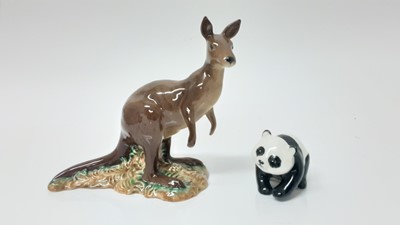 Lot 109 - Beswick Kangaroo, model no. 1160, designed by Arthur Gredington, 14.5cm high, together with a Beswick Panda, and a Giraffe (3)