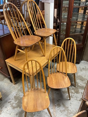 Lot 1025 - Ercol Golden Dawn dining chairs and similar table