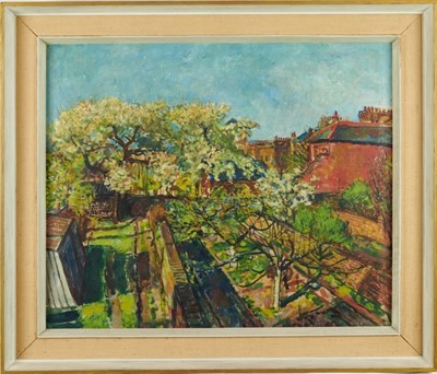 Lot 1113 - *Ruskin Spear (1911-1990) oil on board - Backs of Houses, signed, 50cm x 60cm, framed