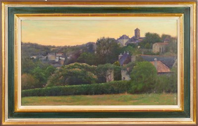 Lot 1131 - *Alex W. Russell Flint (b.1974) oil on panel - Summer Evening Argenton Chateau