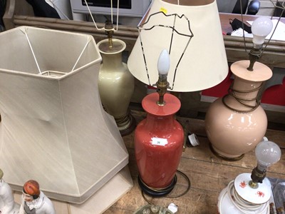 Lot 36 - Three good quality table lamps and a brass lamp