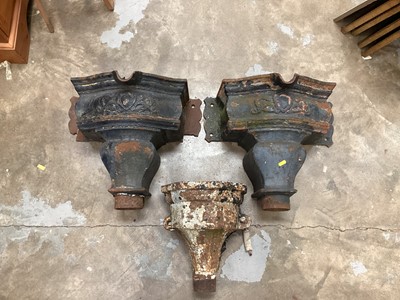 Lot 1049 - Pair of cast iron hoppers and one other