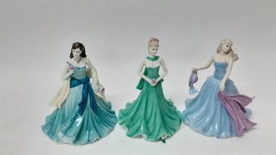Lot 116 - Three Coalport Classic Elegance figures - Birthday Celebration, Michelle and Happy Anniversary