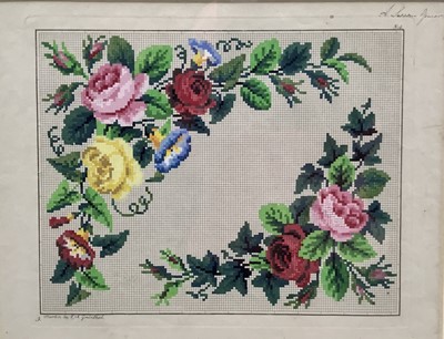 Lot 92 - Two early 19th century German etched designs for Berlin wool works, including one by Grunthal