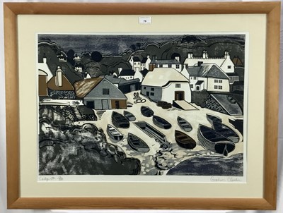 Lot 201 - Graham Clarke (b. 1941) linocut print Cadwith framed