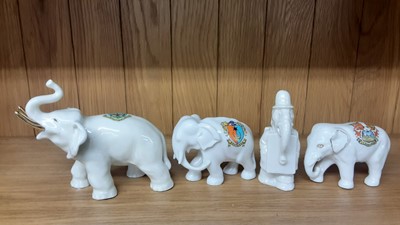 Lot 156 - Selection of Crested China Elephants, various manufacturers to include Shelley, Willow Art and Grafton