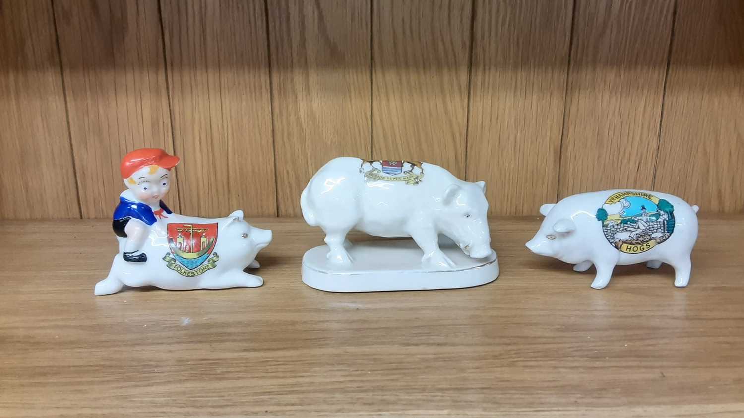 Lot 160 - Selection of Crested China models including Pigs, Boar and Rabbits, various manufacturers to include Arcadian, Carlton and Tuscan