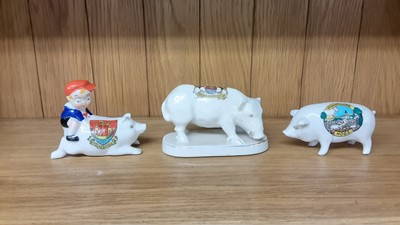 Lot 160 - Selection of Crested China models including Pigs, Boar and Rabbits, various manufacturers to include Arcadian, Carlton and Tuscan