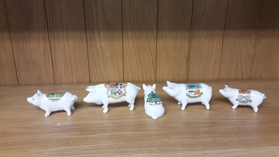Lot 160 - Selection of Crested China models including Pigs, Boar and Rabbits, various manufacturers to include Arcadian, Carlton and Tuscan