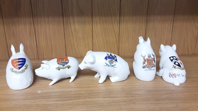 Lot 160 - Selection of Crested China models including Pigs, Boar and Rabbits, various manufacturers to include Arcadian, Carlton and Tuscan