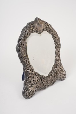 Lot 317 - Edwardian silver mounted heart shaped table mirror