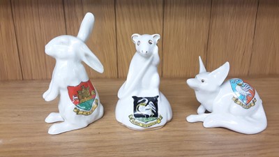 Lot 161 - Selection of Crested China model animals including Welsh Goat, Crocodile, Rhino, Camel etc, various manufacturers to include Arcadian, Shelley and Aldwych