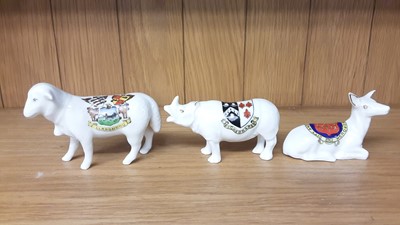 Lot 161 - Selection of Crested China model animals including Welsh Goat, Crocodile, Rhino, Camel etc, various manufacturers to include Arcadian, Shelley and Aldwych