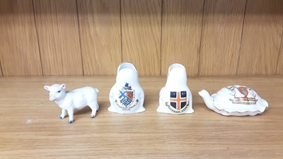 Lot 161 - Selection of Crested China model animals including Welsh Goat, Crocodile, Rhino, Camel etc, various manufacturers to include Arcadian, Shelley and Aldwych