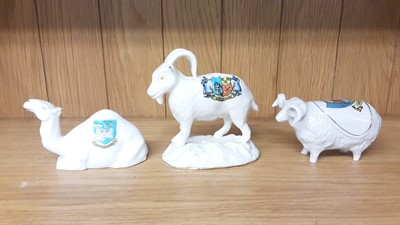 Lot 161 - Selection of Crested China model animals including Welsh Goat, Crocodile, Rhino, Camel etc, various manufacturers to include Arcadian, Shelley and Aldwych