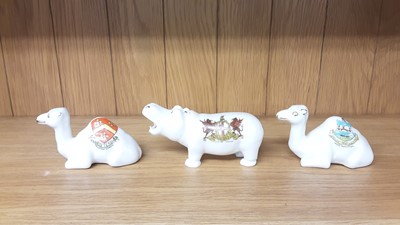 Lot 161 - Selection of Crested China model animals including Welsh Goat, Crocodile, Rhino, Camel etc, various manufacturers to include Arcadian, Shelley and Aldwych