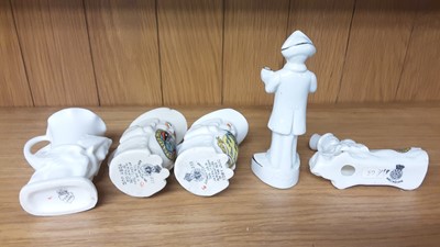 Lot 167 - Selection of Crested China models including Policeman, Boy Scout, Lighthouse etc, various manufacturers to include Carlton, Willow Art and Shelley