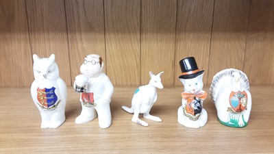 Lot 167 - Selection of Crested China models including Policeman, Boy Scout, Lighthouse etc, various manufacturers to include Carlton, Willow Art and Shelley