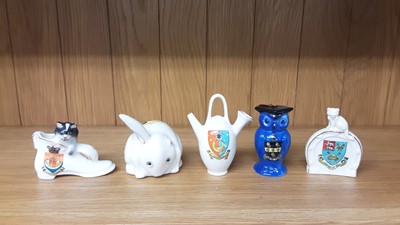 Lot 167 - Selection of Crested China models including Policeman, Boy Scout, Lighthouse etc, various manufacturers to include Carlton, Willow Art and Shelley