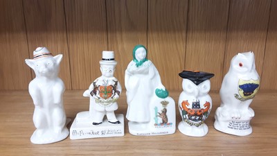 Lot 167 - Selection of Crested China models including Policeman, Boy Scout, Lighthouse etc, various manufacturers to include Carlton, Willow Art and Shelley