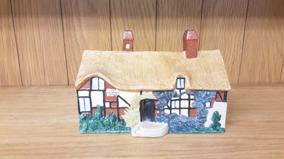 Lot 168 - Selection of Crested China models including Ann Hathaway's Cottage, Policeman, Welsh Spinning Wheel etc, various manufacturers to include W.H Goss, Carlton and Arcadian