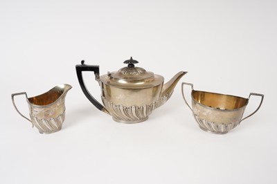 Lot 292 - Three piece Edwardian wrythen teaset