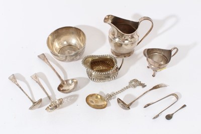 Lot 296 - Three cream jugs silver bowl and various other silver