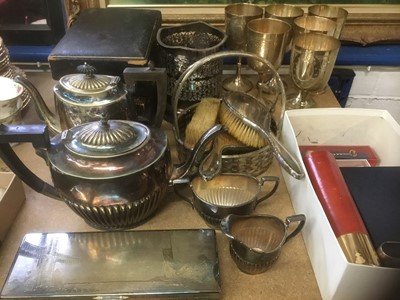 Lot 248 - Silver dressing table set and various plate