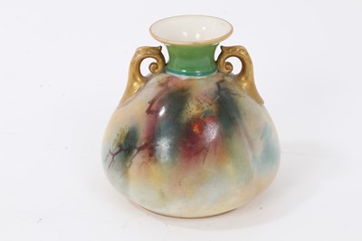 Lot 1242 - Royal Worcester vase, hand decorated with a Peacock, signed F. J. Dray