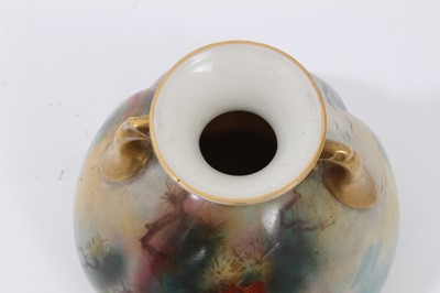 Lot 1242 - Royal Worcester vase, hand decorated with a Peacock, signed F. J. Dray