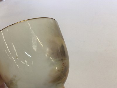 Lot 1249 - Royal Worcester cabinet cup and saucer, hand decorated with a Pheasant, signed Jas Stinton
