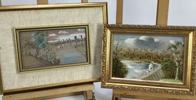 Lot 84 - Harold Day  - mixed media, Australian landscape, together with another