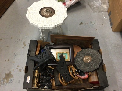 Lot 190 - Assorted treen, ebony elephants, carved Islamic stands, hardstone animals, etc