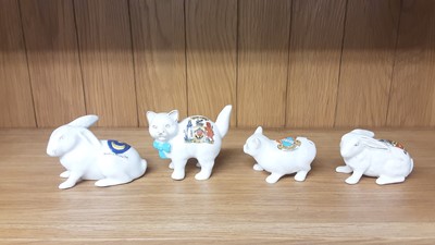 Lot 171 - Selection of Crested China models including Ducks, Cats, Dogs etc, various manufacturers to include W.H Goss, Arcadian and Willow Art