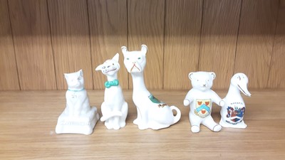 Lot 171 - Selection of Crested China models including Ducks, Cats, Dogs etc, various manufacturers to include W.H Goss, Arcadian and Willow Art