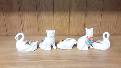 Lot 171 - Selection of Crested China models including Ducks, Cats, Dogs etc, various manufacturers to include W.H Goss, Arcadian and Willow Art