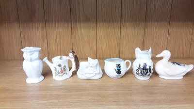 Lot 171 - Selection of Crested China models including Ducks, Cats, Dogs etc, various manufacturers to include W.H Goss, Arcadian and Willow Art