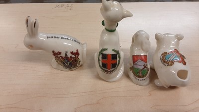 Lot 171 - Selection of Crested China models including Ducks, Cats, Dogs etc, various manufacturers to include W.H Goss, Arcadian and Willow Art