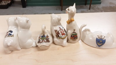 Lot 171 - Selection of Crested China models including Ducks, Cats, Dogs etc, various manufacturers to include W.H Goss, Arcadian and Willow Art
