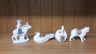Lot 171 - Selection of Crested China models including Ducks, Cats, Dogs etc, various manufacturers to include W.H Goss, Arcadian and Willow Art